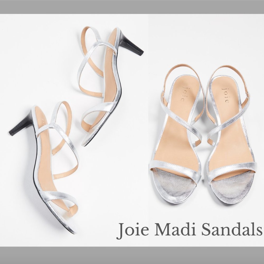 NWD $278 Joie Madi Metallic Silver Leather Slingback Sandals [ SZ 38.5 ] #JR‎